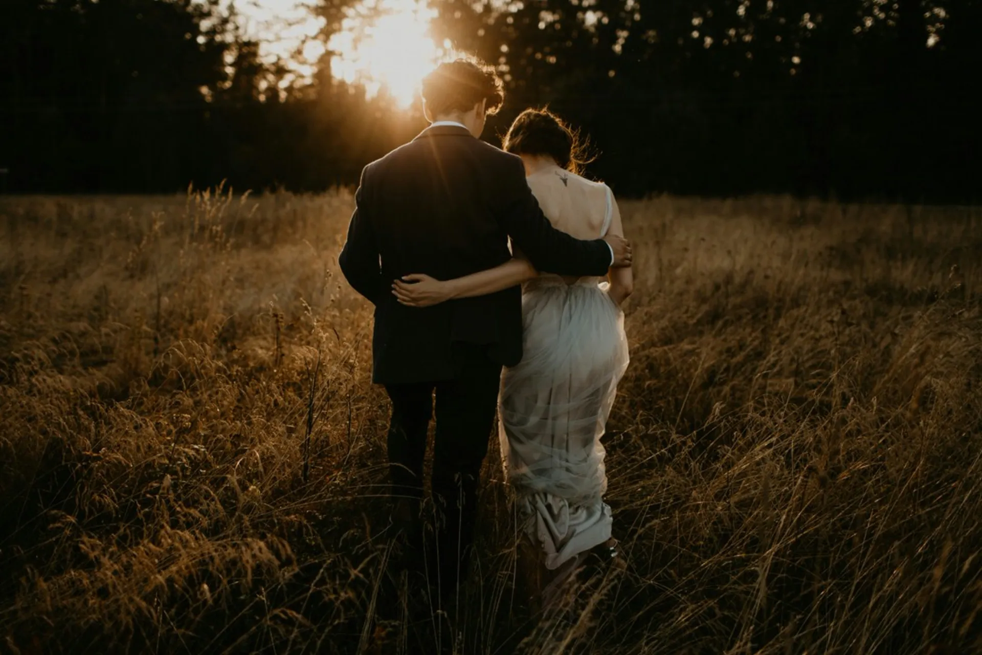 Boda con puesta de sol